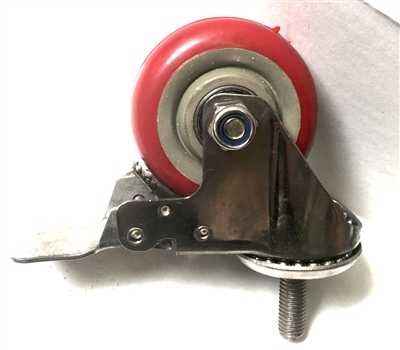 3" Inch Stainless Steel Caster PU Wheel with Stem with Brakes