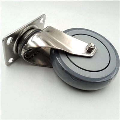 5" Inch Stainless Steel  Caster TPR Wheel with Top Plate