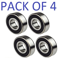 6206-2RS Ball Bearing Dual Sided Rubber Sealed Deep Groove (4PCS) Bore Dia. 30mm OD 62mm Width 16mm