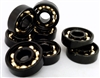 Set of 8 Skateboard Black Open Bearings with Bronze Cage  8x22x7mm