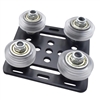 Black  Anodized Aluminum V-Slot  Support Plate Set With V Bearing Guides and White Wheels