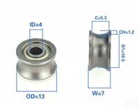 4mm Bore Bearing with 13mm Pulley U Groove Track Roller Bearing 4x13x7mm