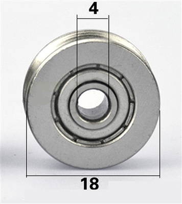 4mm Bore Bearing with 18mm Shielded  Pulley U Groove Track Roller Bearing 4x18x7mm
