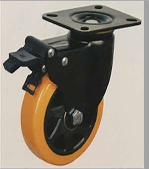 6" Inch Polyurethane  and  Polypropylene Caster Wheel 772 lbs Swivel and Upper Brake Top Plate