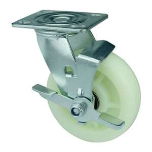 4" Inch co-polypropylene Caster Wheel 551 lbs Swivel and Center Brake Top Plate