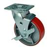 6" Inch Iron core  and  Polyurethane Caster Wheel 772 lbs Swivel and Center Brake Top Plate