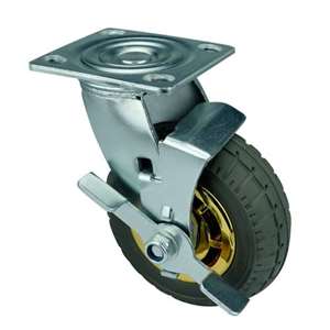 6" Inch Polypropylene core  and  Rubber Caster Wheel 551 lbs Swivel and Center Brake Top Plate