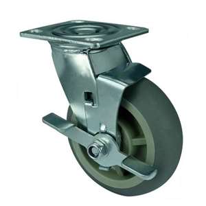 8" Inch Polypropylene core  and  Thermoplastic Rubber Caster Wheel 661 lbs Swivel and Center Brake Top Plate