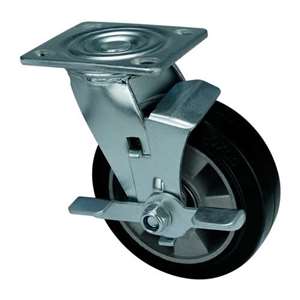8" Inch Aluminum core  and  Rubber Caster Wheel 661 lbs Swivel Top Plate