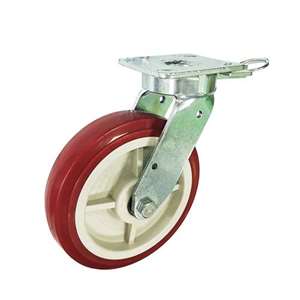 5" Inch Cast Iron and  Polyurethane Caster Wheel 838 lbs Swivel and Upper Brake Top Plate