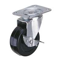 3" Inch Rubber Caster Wheel 88 lbs Swivel and Center Brake Top Plate