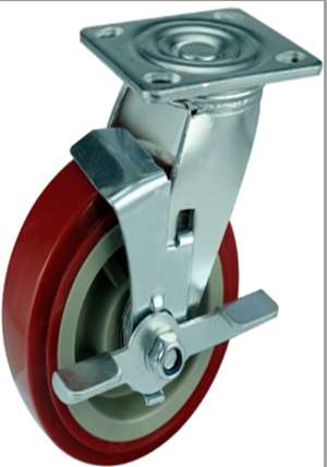 6" Inch Stainless steel fork  and  Polyurethane Caster Wheel 617 lbs Swivel Top Plate