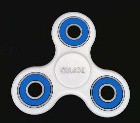 White Fidget Hand Spinners Toy with Center Ceramic Bearing, 2 caps and 3 outer blue Bearings