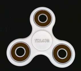 White Fidget Hand Spinners Toy with Center Ceramic Bearing, 2 caps and 3 outer brown Bearings