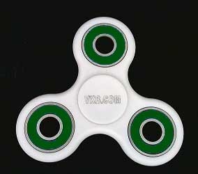 White Fidget Hand Spinners Toy with Center Ceramic Bearing, 2 caps and 3 outer green Bearings