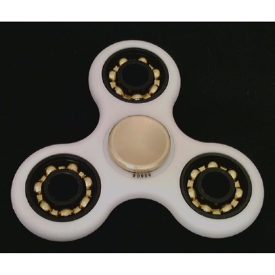 Fidget Hand Spinner Toy with Center full Ceramic ZRO2 Bearing, 3 outer bronze Bearings with Brass caps