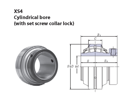 XS408-24 FYH 1 1/2" mounted Bearing Cylindrical bore with set screw collar lock Insert Mounted Bearing