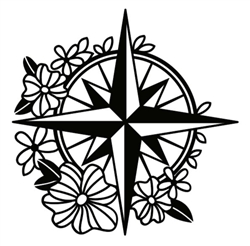 Compass Rose with Flowers Decal