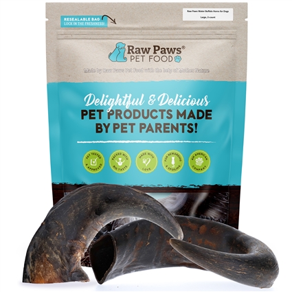 Large Natural Water Buffalo Horns for Dogs, 2 ct