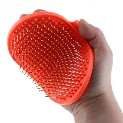 Hand-Held Rubber Tipped Pin Brush for Dogs & Cats