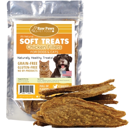 Raw Paws Soft Chicken Fillet Treats for Dogs & Cats, 6 oz