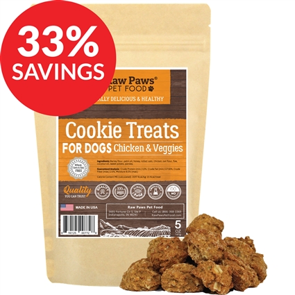 Raw Paws Gourmet Chicken & Veggie Cookies for Dogs, 5 oz