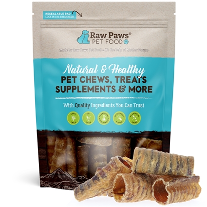 Raw Paws 3 inch Beef Trachea Chews for Dogs, 10 ct