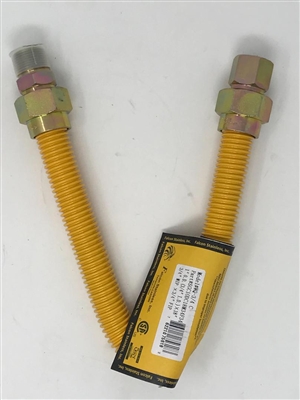 Gas Flex Connector, 1/2" MIP, Stainless Steel, 18"