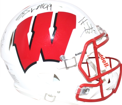 JJ Watt TJ Watt & Derek Watt signed Wisconsin Badgers full size helmet