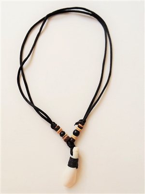 10210-1 Teeth Necklace with Black Satin Double Cord