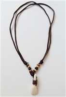 10210-2 Teeth Necklace with Dark Brown Satin Double Cord