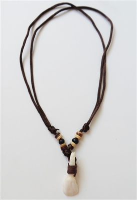 10210-2 Teeth Necklace with Dark Brown Satin Double Cord