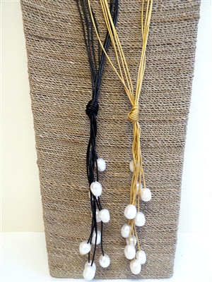 13013 8pcs Fresh Water Pearl with Leather Cord Necklace