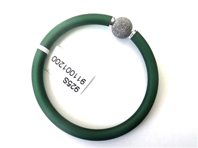 15040292-Green 925 Silver w/Rubber Bracelet