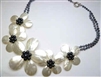 20654 MOP 5 flowers Combo with Double Pearl Necklace