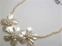 20657 MOP 3 flowers Combo with Single Pearl Necklace