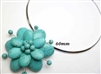 20670-21 Turquoise 1 flowers pendant with Cable Necklace
