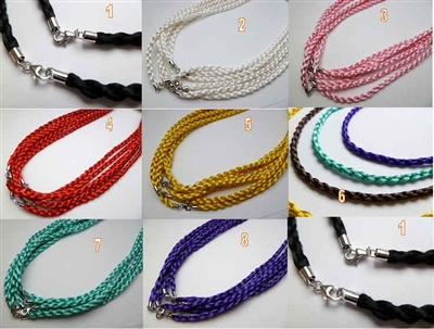 20743 6mm Cross Braid American Satin w/925 Silver Claps 18"