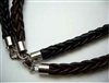 20770 6mm Braid Leather Necklace with 925 silver 18", 20"