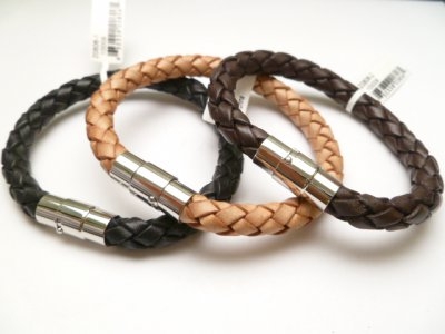 20806 Leather Bracelet with Stainless Steel Claps