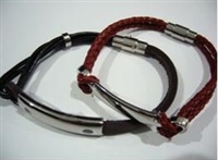20812 Leather Bracelet with Stainless Steel Claps