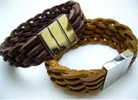 20834 Leather Bracelet with Stainless Steel Claps