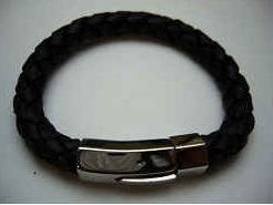 20837 Leather Bracelet with Stainless Steel Claps