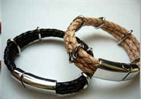 20851 Leather Bracelet with Stainless Steel Claps