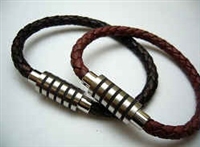 20861 Leather Bracelet with Stainless Steel Claps