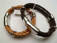 20884 Leather Bracelet with Stainless Steel Claps