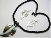 30391-16 Sea Shell Pendant w/Sea Beads Necklace& Earring Set