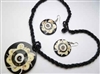 30391-18 Sea Shell Pendant w/Sea Beads Necklace& Earring Set