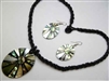 30391-2 Sea Shell Pendant w/Sea Beads Necklace& Earring Set