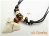 30411 1"  White Tip Shark Teeth Necklace with Adjustable Double Cord